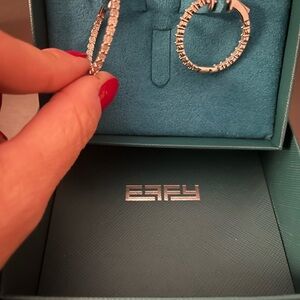 Effy Silver and White Hoop Earrings